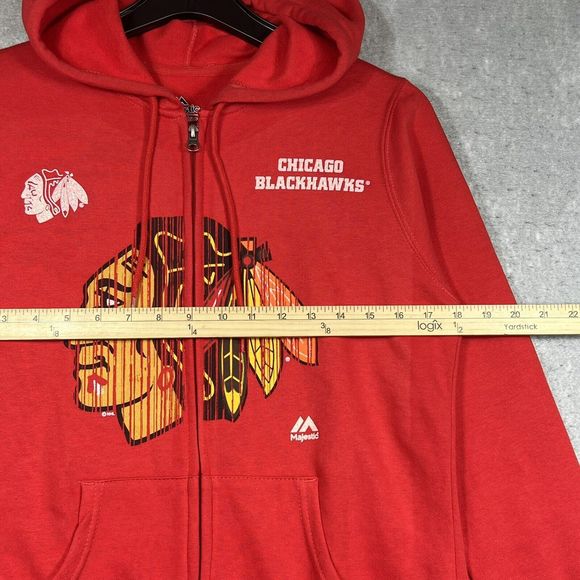 Chicago Blackhawks Sweatshirt Hoodie Womens Small NHL Graphic Print Red - Picture 4 of 9